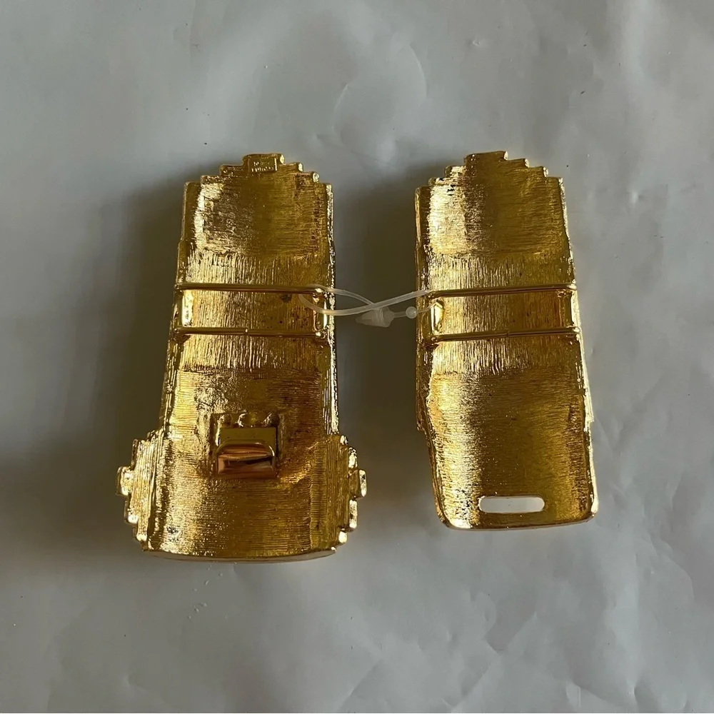 VTG Dotty Smith 1980’s Geometric Gold Tone Kissing Belt Buckle EUC/NWOT